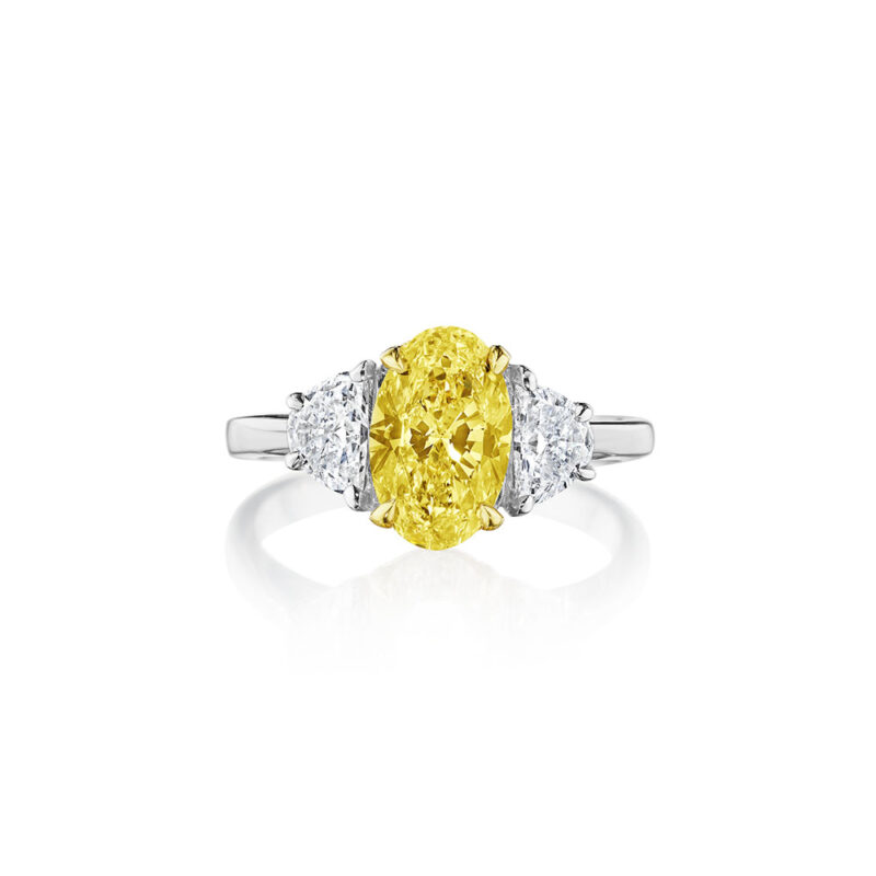 2.37ct GIA Certified Yellow Oval & Half Moon Diamond Ring