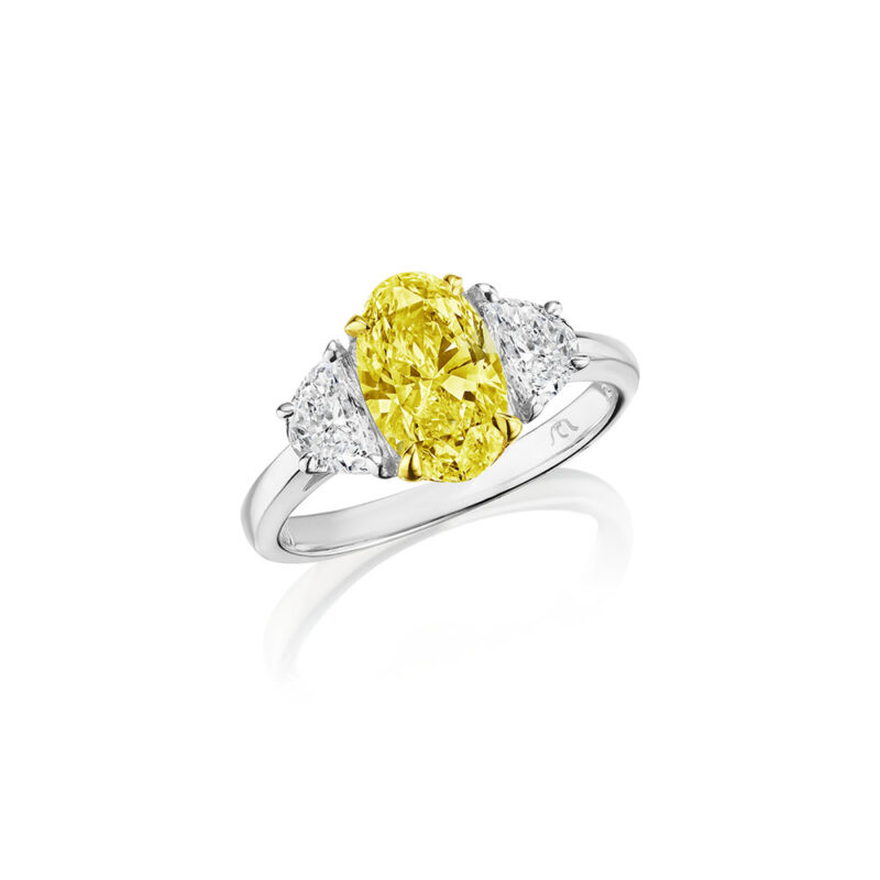 2.37ct GIA Certified Yellow Oval & Half Moon Diamond Ring