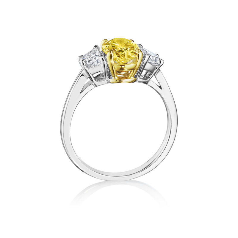 2.37ct GIA Certified Yellow Oval & Half Moon Diamond Ring