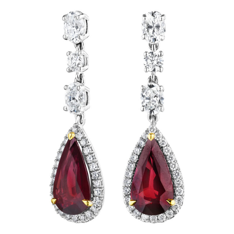 Pear Shape Ruby & Diamond earrings