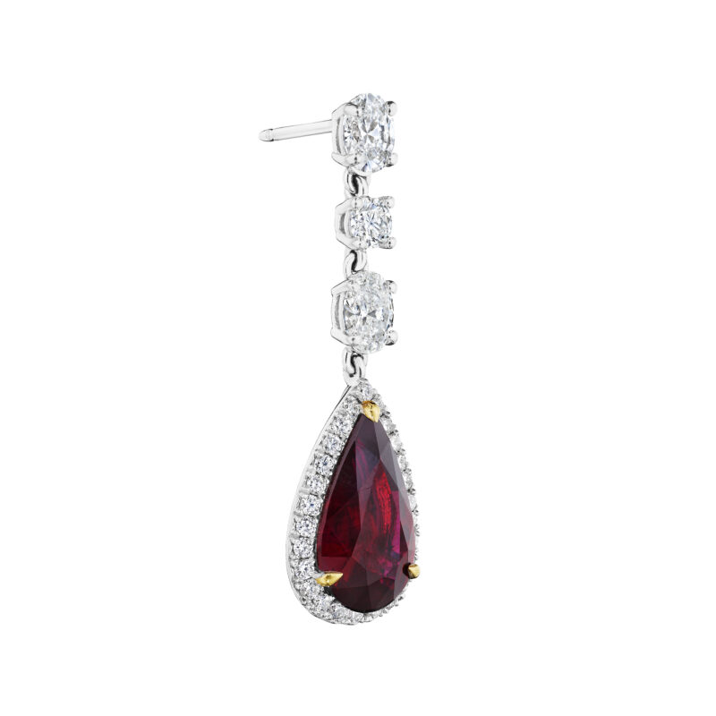 Pear Shape Ruby & Diamond earrings