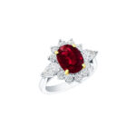 Oval Ruby & Pear Shape Diamond Cluster Ring