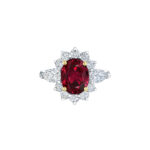 Oval Ruby & Pear Shape Diamond Cluster Ring