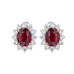 10.23ct Certified Natural Cushion Ruby & Diamond Halo Earrings