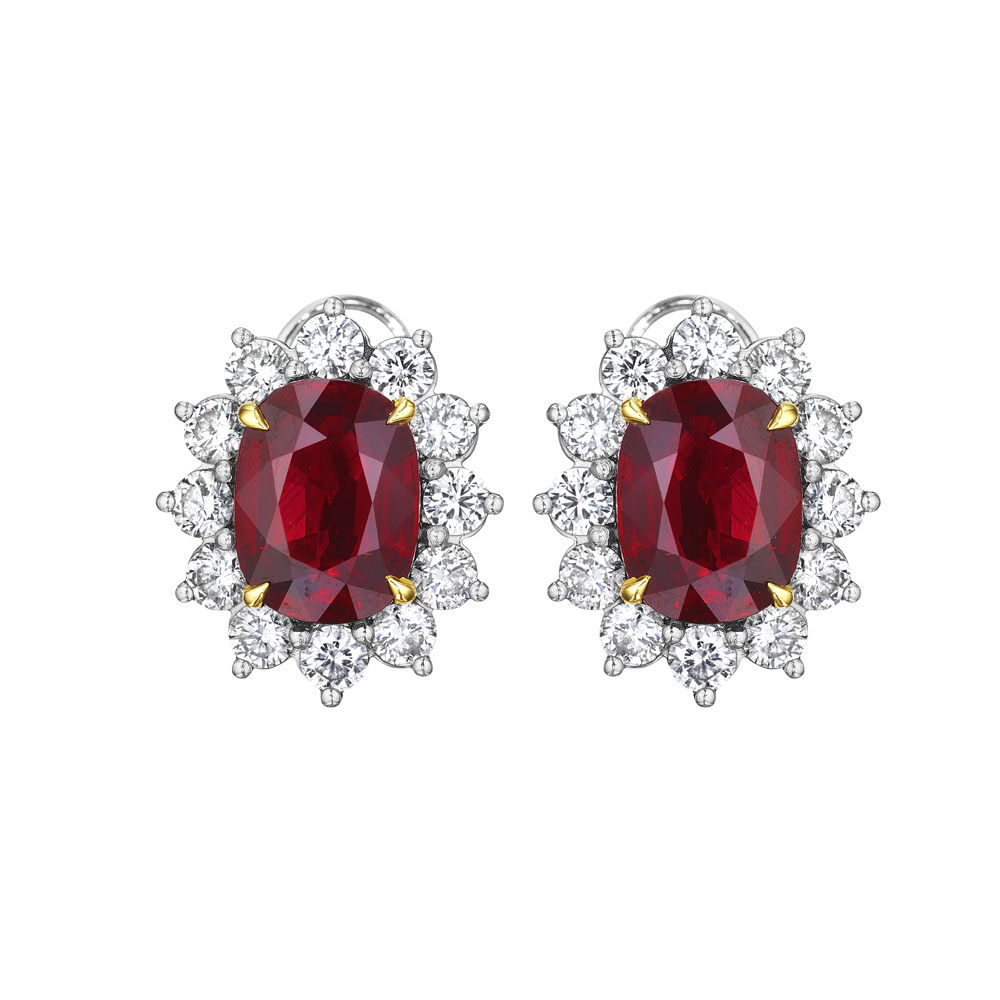 Oval Ruby & Diamond Earrings – SES Creations