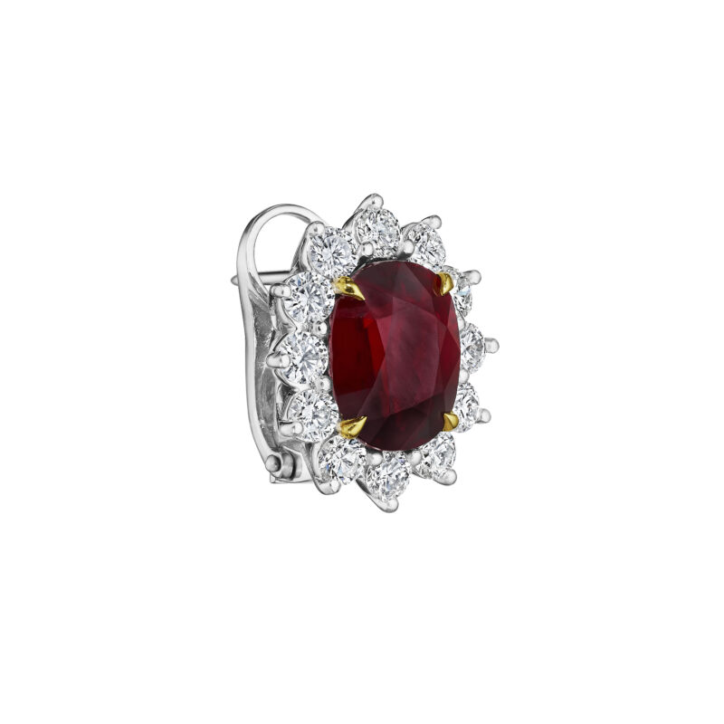 10.23ct Certified Natural Cushion Ruby & Diamond Halo Earrings