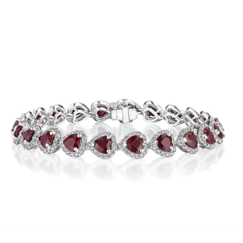Ruby Heart & Diamond Bracelet