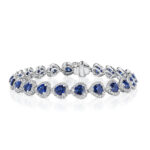 Sapphire Heart & Diamond Halo Bracelet