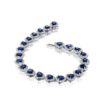 Sapphire Heart & Diamond Halo Bracelet