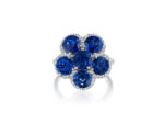 Round Sapphire & Diamond Flower Cocktail Ring
