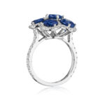 Round Sapphire & Diamond Flower Cocktail Ring
