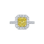 Fancy Yellow Radiant & Round Diamond Ring