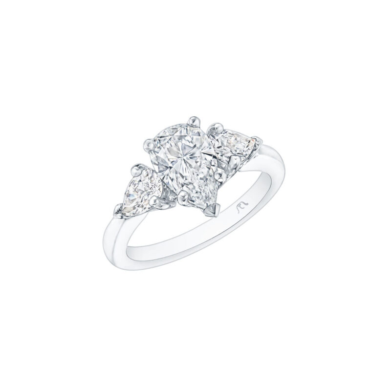 HM#8021- Pear Shape Diamond 3 Stone Ring