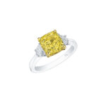 HM#4036- Fancy Yellow Cushion & Cadillac Diamond Ring