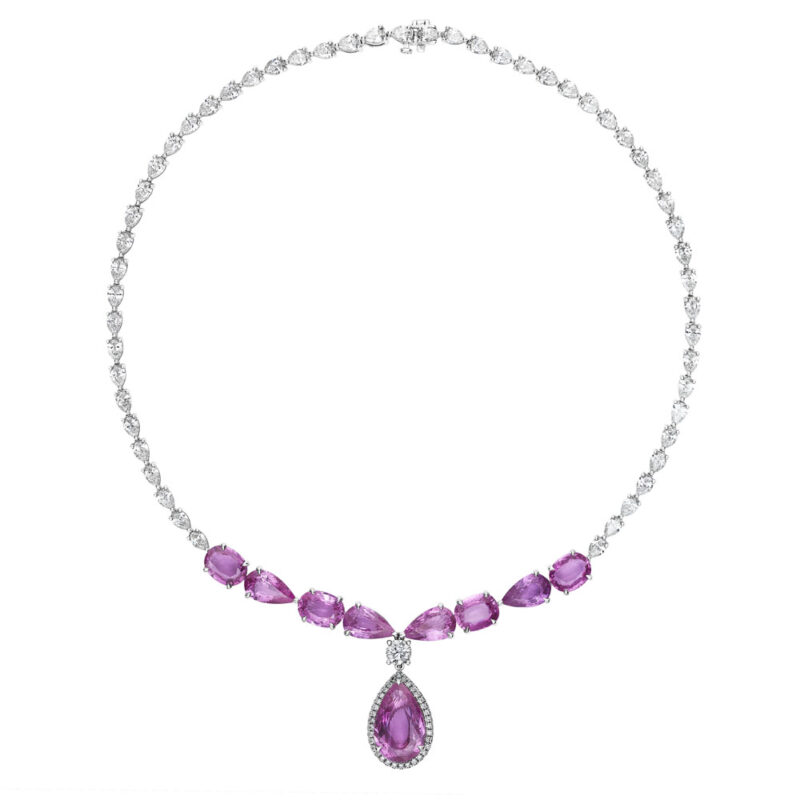 Pink Sapphire & Diamond Necklace