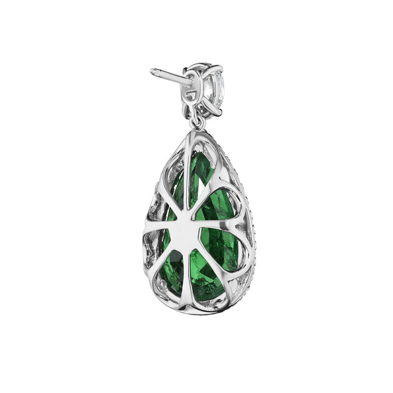 Pear Shape Emerald & Diamond Halo Earrings