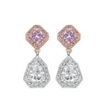 3.72ct Fancy Purple Pink GIA Certified Shield & Radiant Earrings