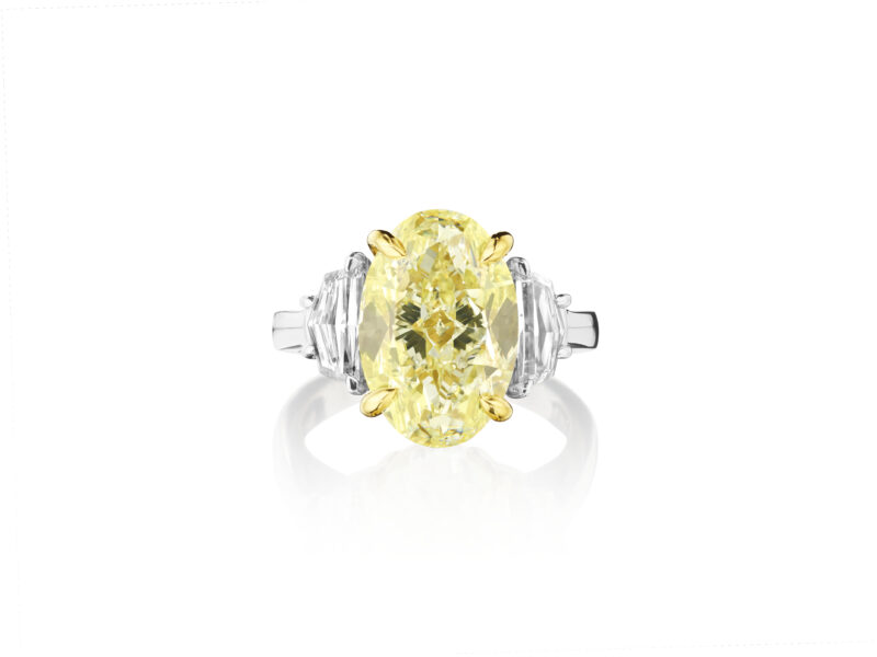 Yellow Oval & Cadillac Diamond Ring