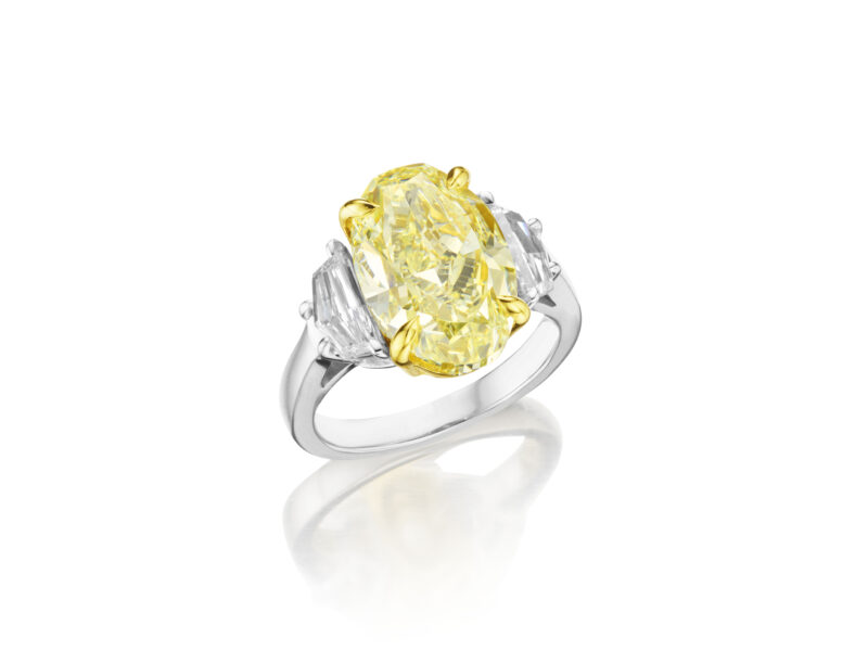 Yellow Oval & Cadillac Diamond Ring