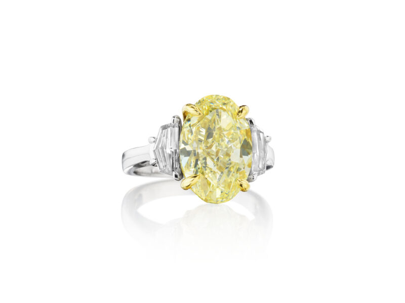 Yellow Oval & Cadillac Diamond Ring