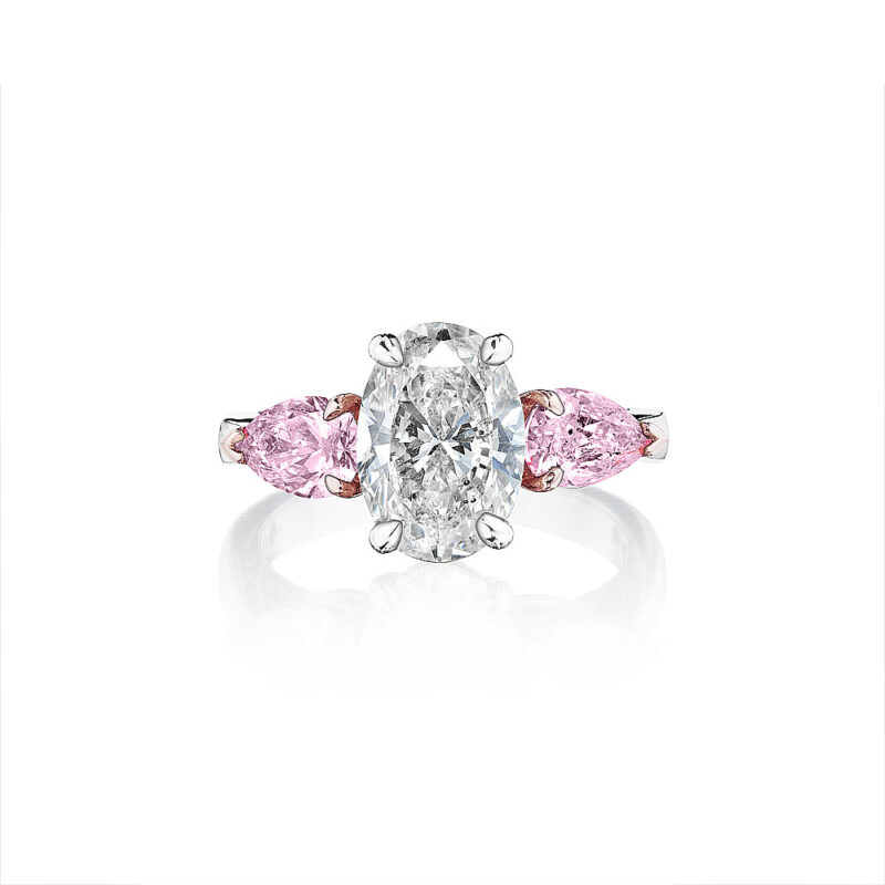 Oval & Pear Shape Pink Diamond Ring