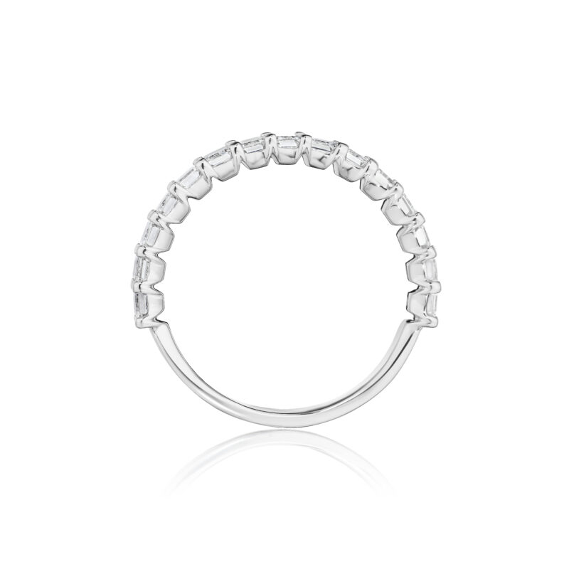 Emerald Cut Diamond Halfway Band