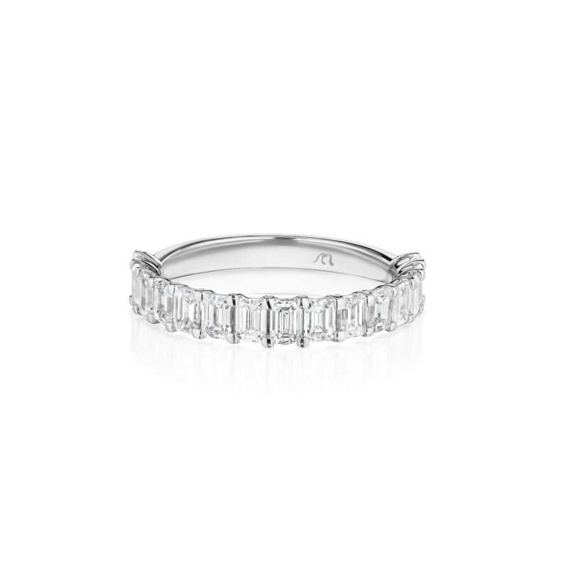 Emerald Cut Diamond Halfway Band