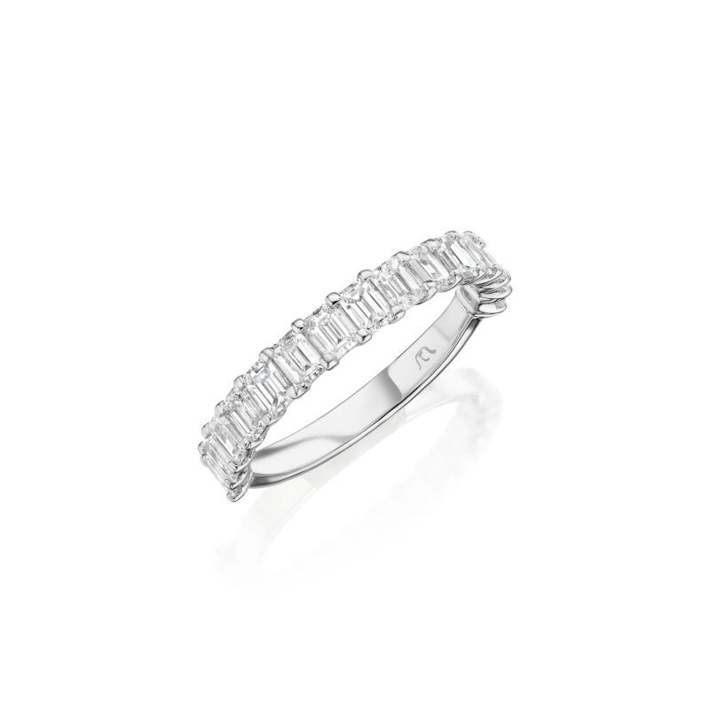 Emerald Cut Diamond Halfway Band