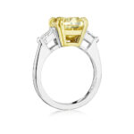 5.01ct Fancy Brownish Yellow GIA Certified Cushion Diamond Ring with Diamond Bullet Side Stones