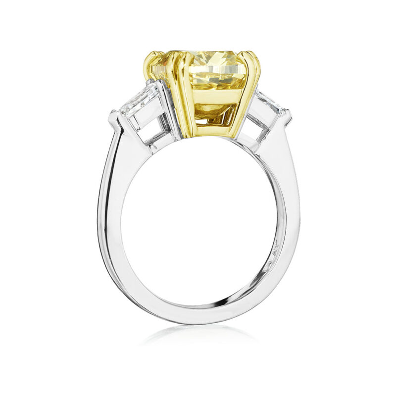 5.01ct Fancy Brownish Yellow GIA Certified Cushion Diamond Ring with Diamond Bullet Side Stones