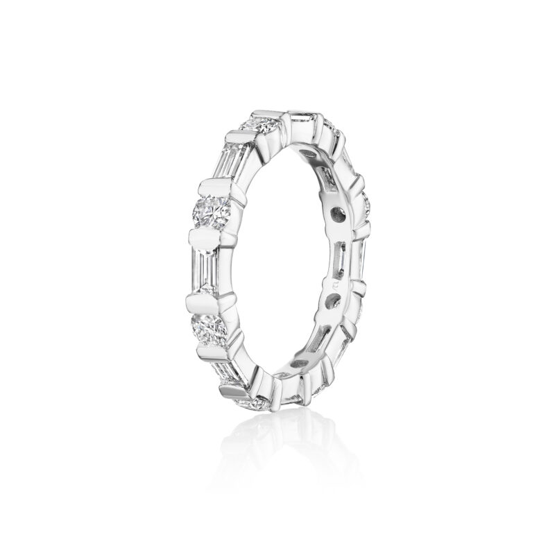 Baguette & Round Diamond Bar Set Eternity Band