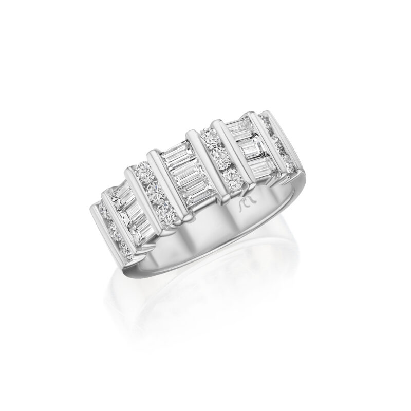 Baguette & Round Diamond Bar Set Band