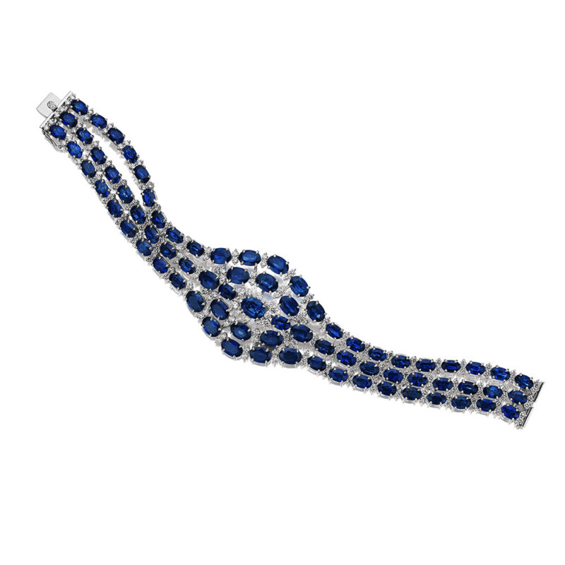 Oval Sapphire & Round Diamond Bracelet