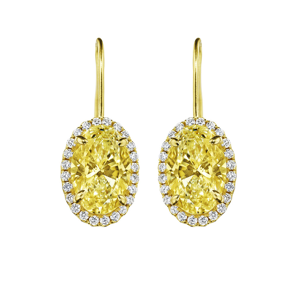6.13ct GIA Certified Oval Yellow Diamond Earrings – SES Creations