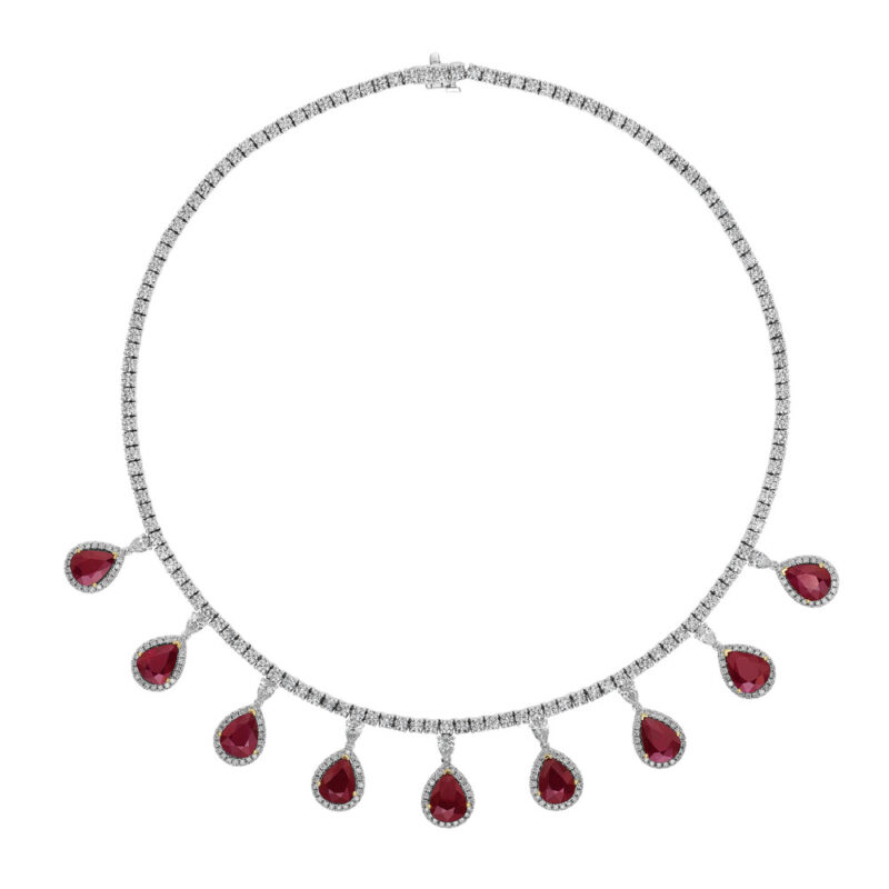Pear Shape Ruby & Diamond Necklace