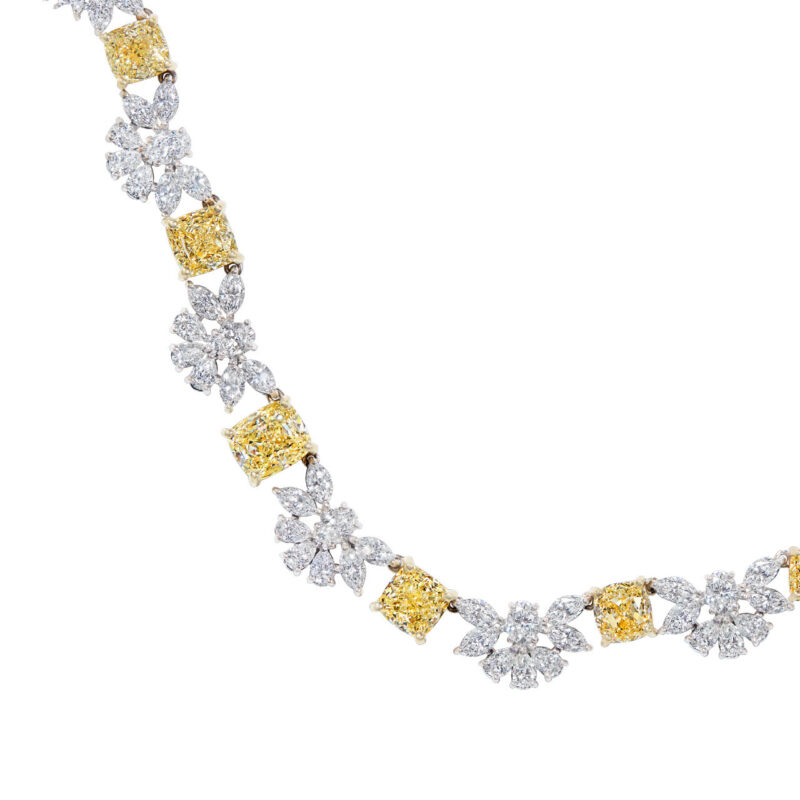 Fancy Shape White & Yellow Diamond Necklace