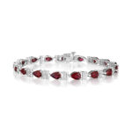 Pear Shape Ruby & Round Diamond Bracelet