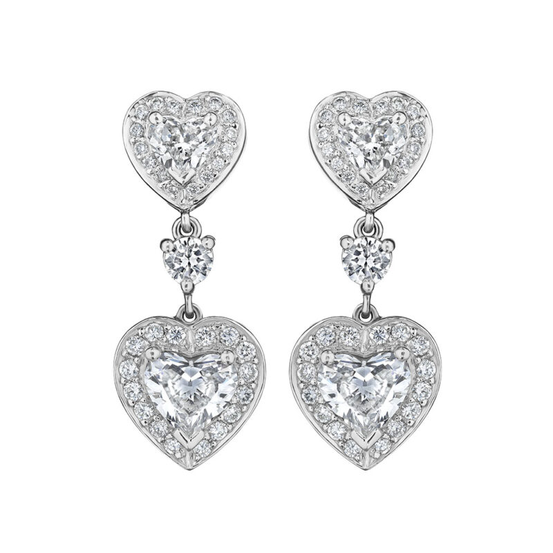 3.29ct Heart & Round Diamond Earrings