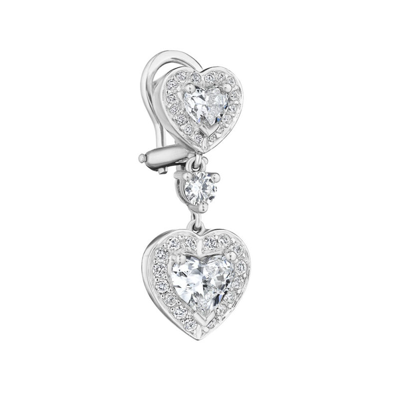 3.29ct Heart & Round Diamond Earrings
