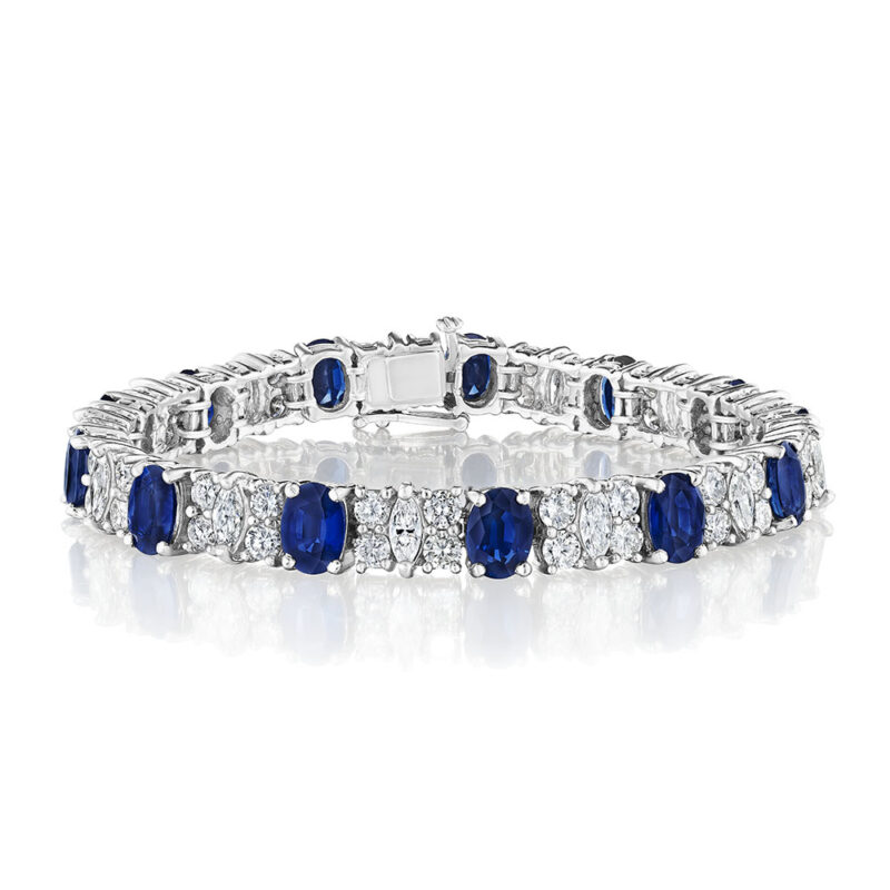 20.80ct Oval Sapphire & Marquise Diamond Bracelet