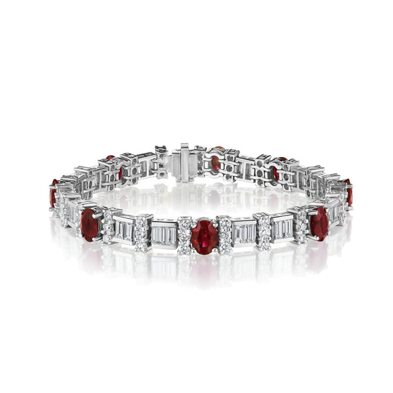 16.32ct Oval Ruby & Baguette Diamond Bracelet