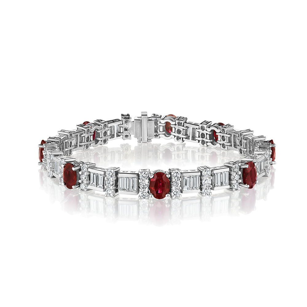 16.32ct Oval Ruby & Baguette Diamond Bracelet – SES Creations