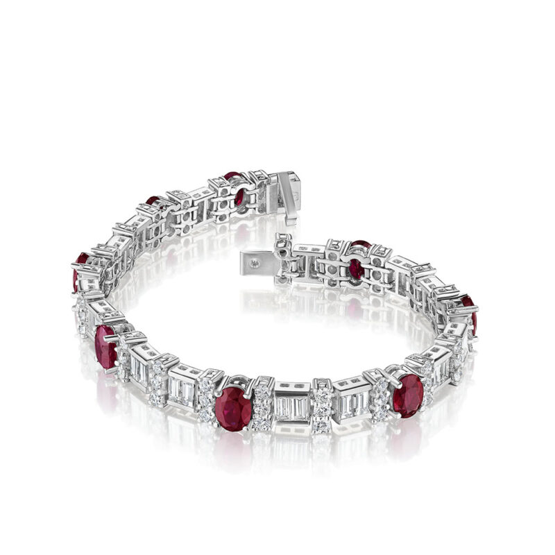 16.32ct Oval Ruby & Baguette Diamond Bracelet