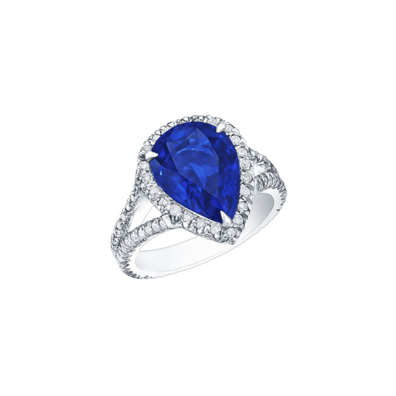 Pear Shape Sapphire Halo Ring