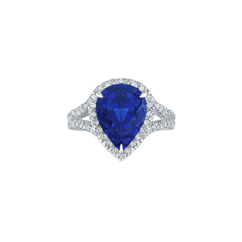 Pear Shape Sapphire Halo Ring
