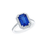 Emerald Cut Sapphire & Pave Diamond Ring