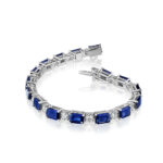 21.94ct Emerald Cut Sapphire & Round Diamond Bracelet