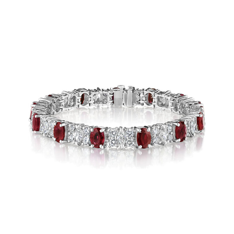 19.61ct Oval Ruby & Marquise Diamond Bracelet