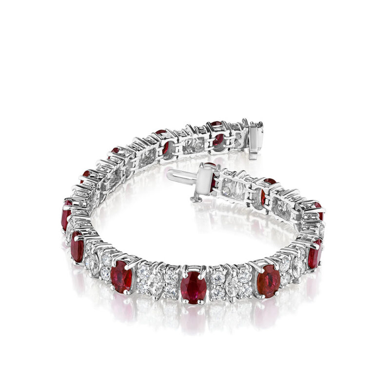19.61ct Oval Ruby & Marquise Diamond Bracelet