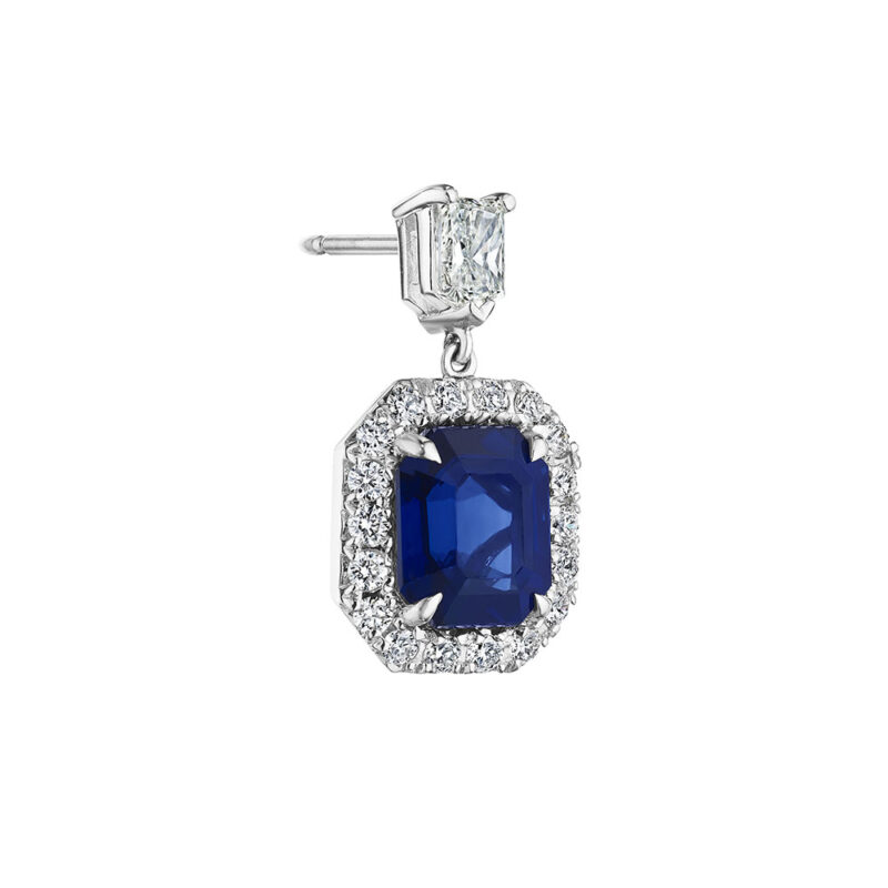 9.48ct Emerald Cut Sapphire & Diamond Earrings